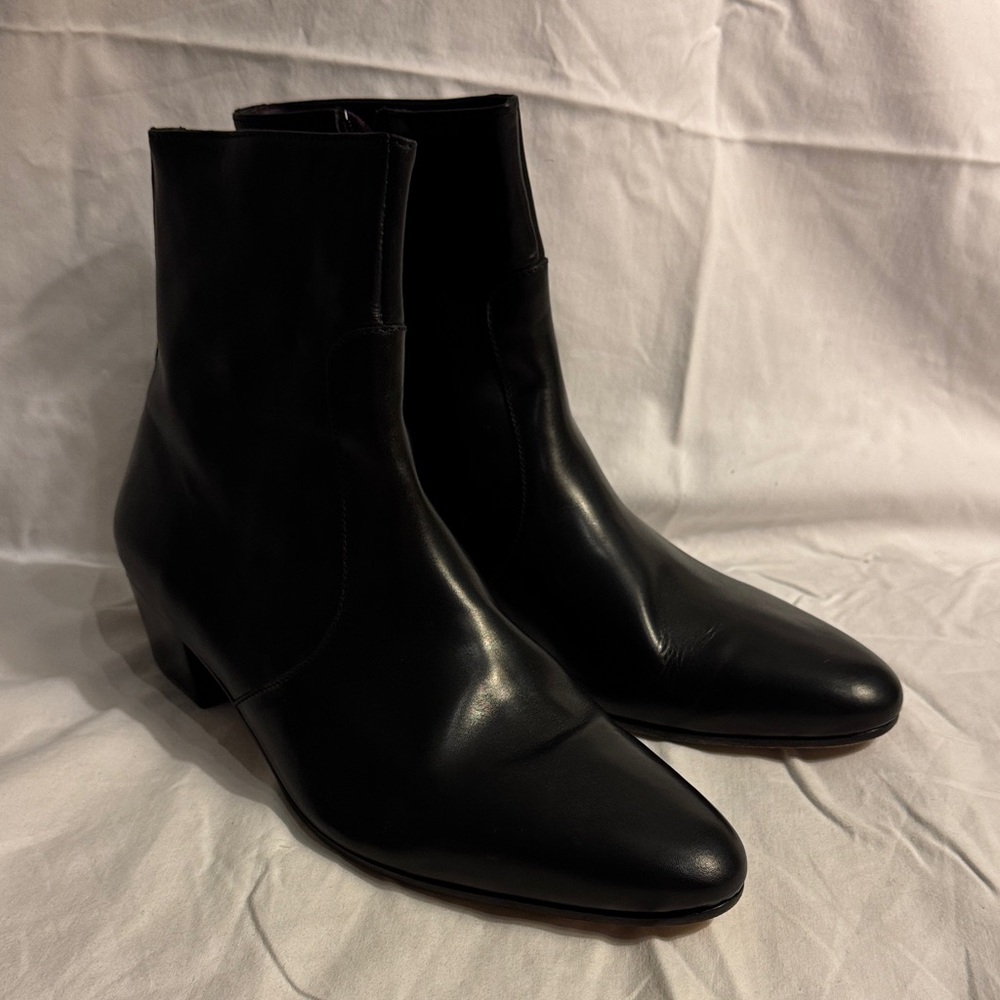 Elegant Black Leather Beatle Boots Men’s 11